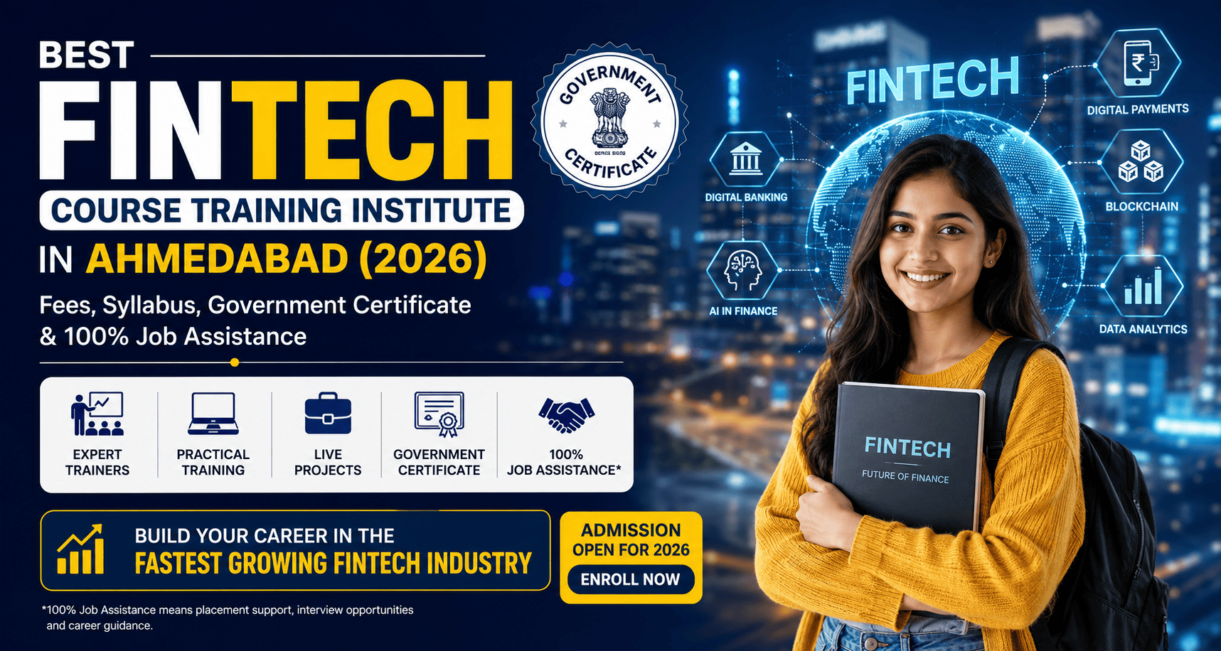 Best FinTech Course Training Institute in Ahmedabad (2026): Fees, Syllabus, Government Certificate & 100% Job Assistance
