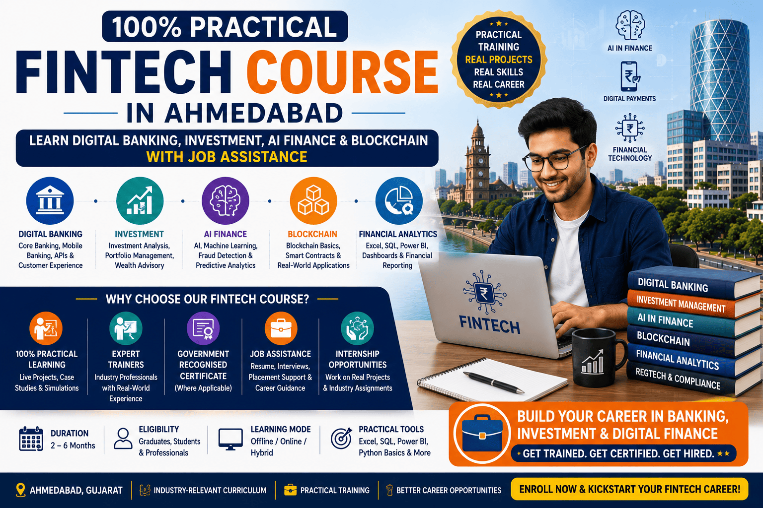 100% Practical FinTech Course in Ahmedabad: Learn Digital Banking, Investment, AI Finance & Blockchain with Job Assistance (2026 Guide)