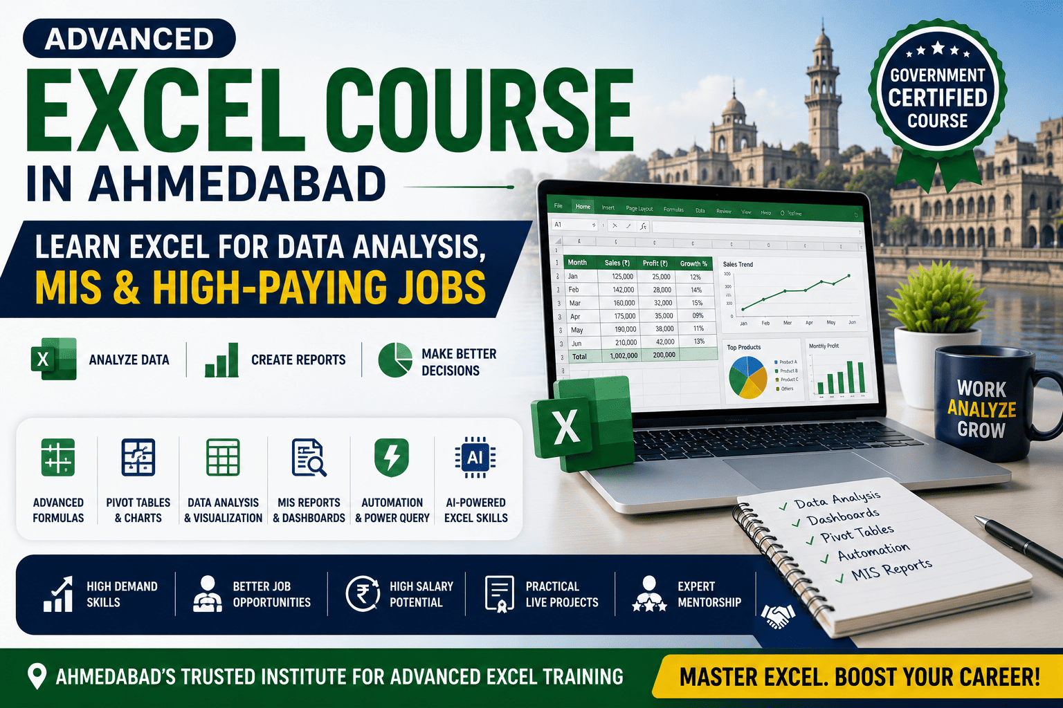 Advanced Excel Course in Ahmedabad: Learn Excel for Data Analysis, MIS & High-Paying Jobs