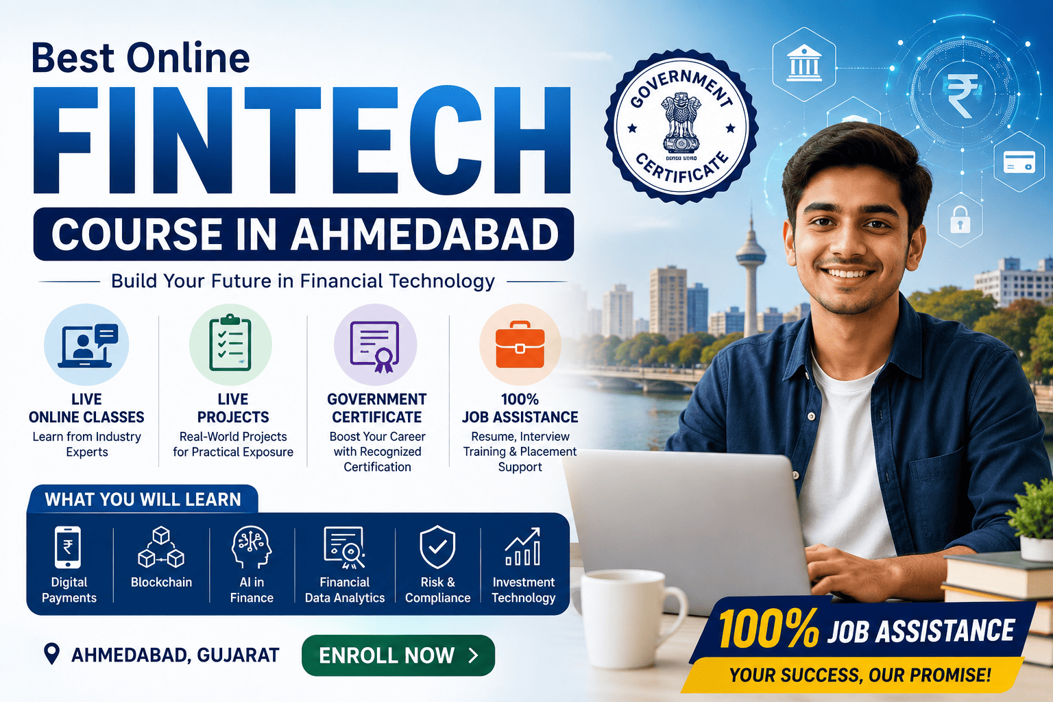 Best Online FinTech Course in Ahmedabad with Government Certificate, Live Projects & 100% Job Assistance